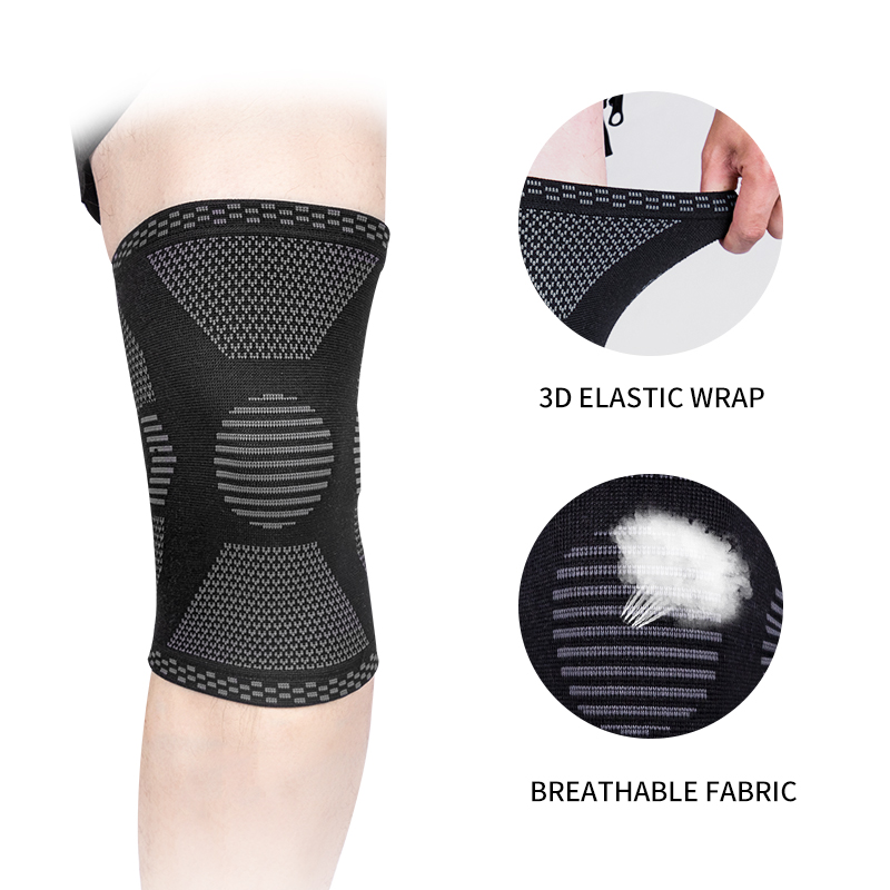 Elastic Knit Knee Brace Support Compression Sleeve - Image 2