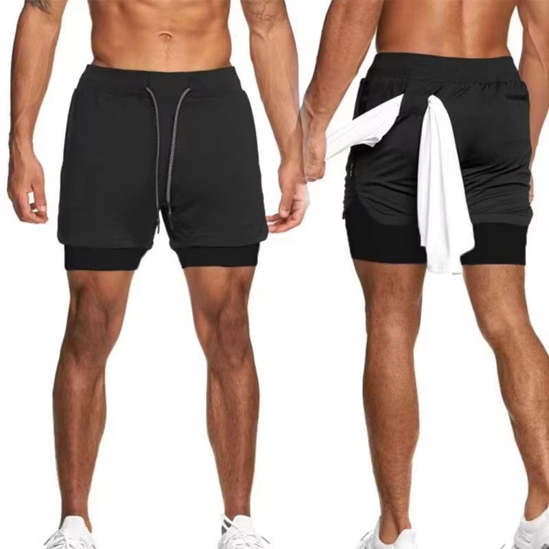 Men's 2 in 1 Workout Shorts Training Gym Short With Pockets - Image 6