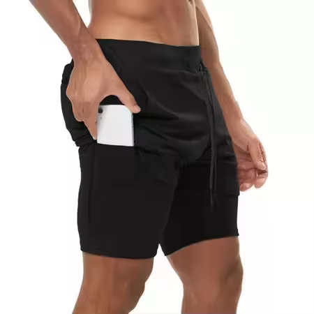 Men's 2 in 1 Workout Shorts Training Gym Short With Pockets - Image 5