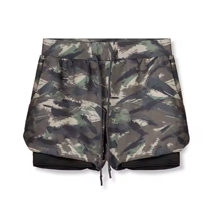 Men's 2 in 1 Workout Shorts Training Gym Short With Pockets